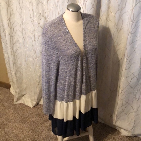 Blue and White Cardigan. Long. - Picture 1 of 8